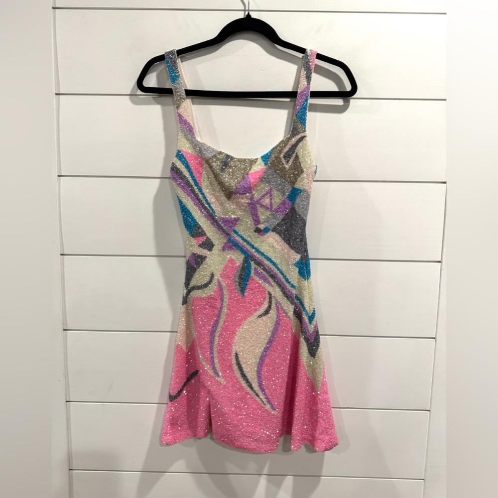 NWT Oceanus Sofia hand beaded party mini dress in pink - Picture 6 of 12